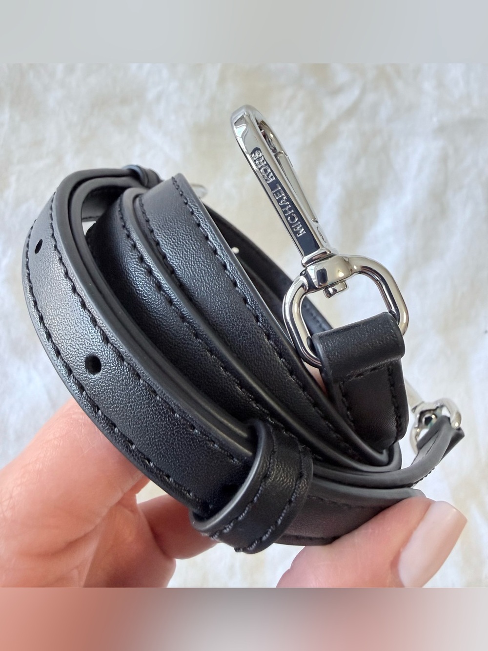Michael Kors | Black Smooth Leather Replacement Strap Crossbody Silver Hardware